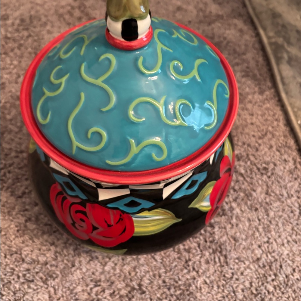 Colorful Ceramic Jar with Floral Design - Picture 2 of 6